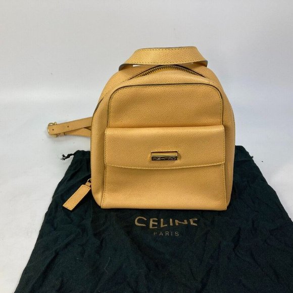 Authentic CELINE backpack bag vintage Mini Backpack Leather Beige/Red main image 4